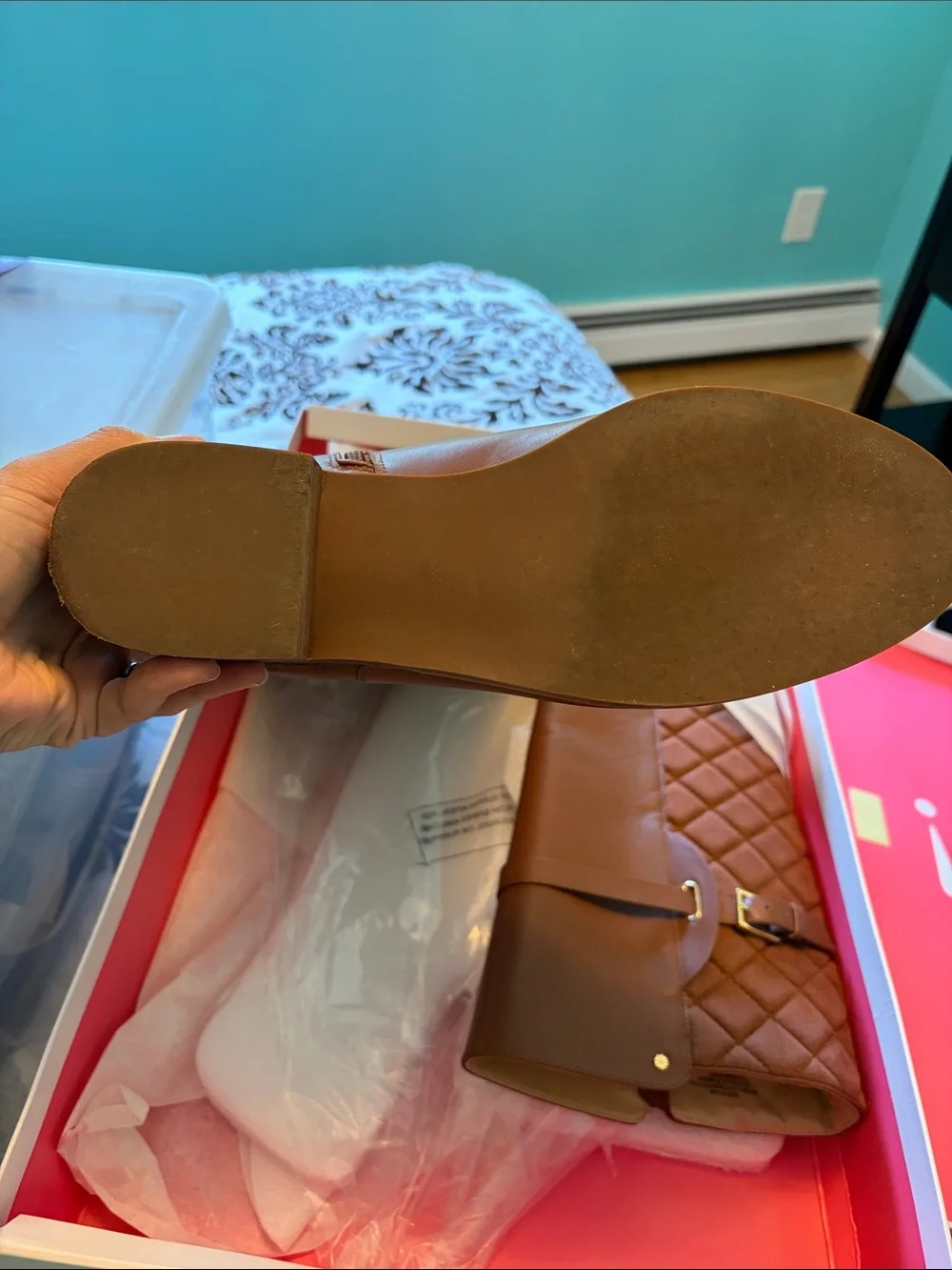 Isaac Mizrahi Quilted camel brown Riding Boots